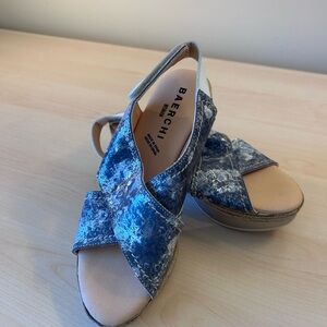 Baerchi Women's Metallic Cross-Strap Wedge Sandals 38